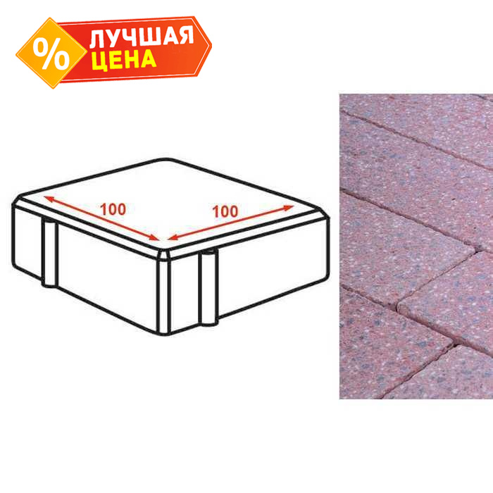 Плита тротуарная Готика Granite FINERRO, квадрат, Ладожский 100x100x80 мм