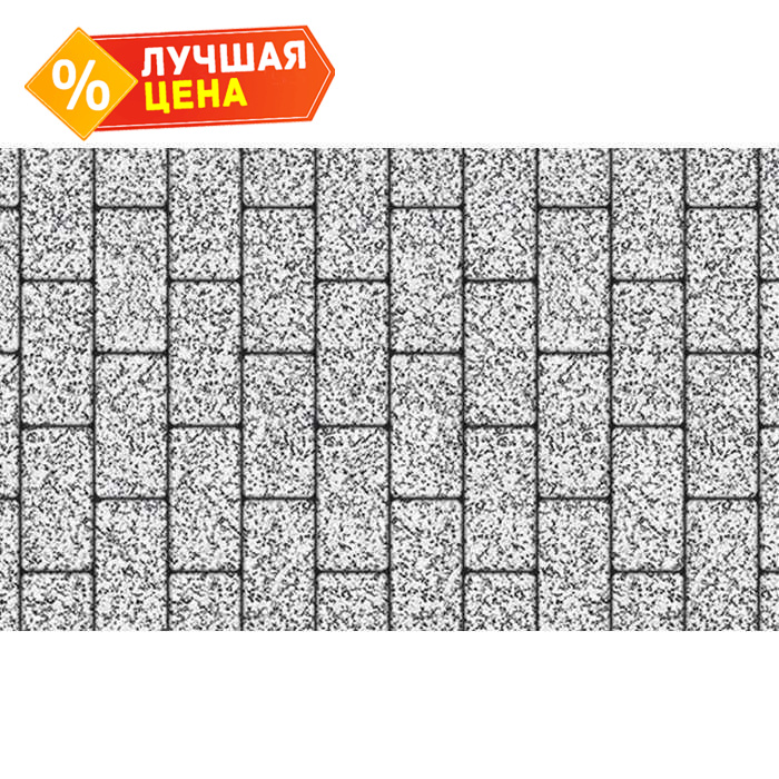 Плитка тротуарная Прямоугольник (Ла-Линия) Б.2.П.6 Стоунмикс бело-чёрный 200x100x60 мм