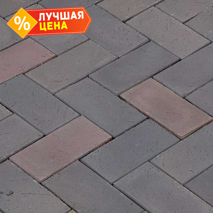 Клинкерная брусчатка Lode Tybet (оттенки) серо-пестрая шероxоватая, 200x100x47 мм