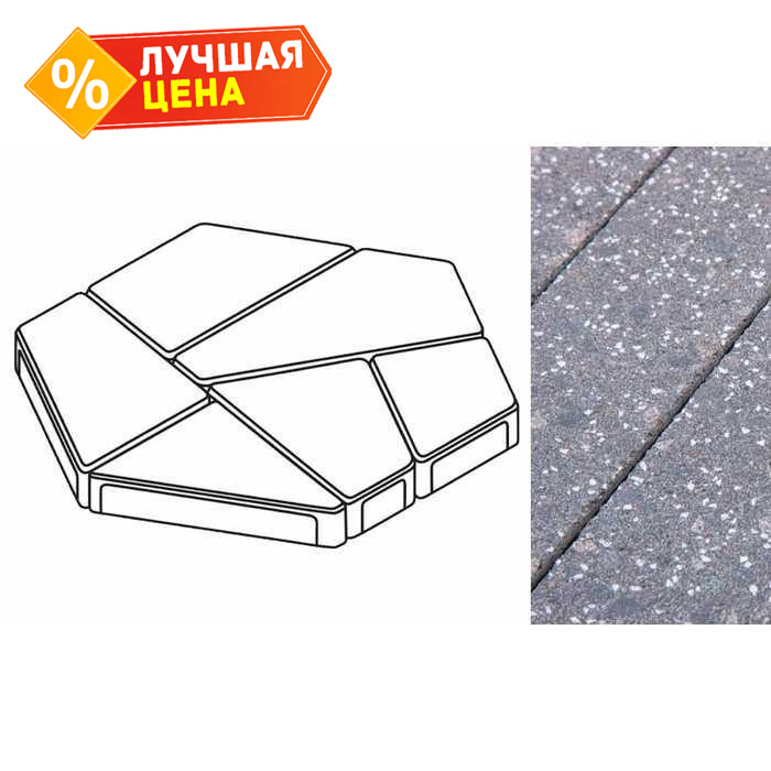 Плита тротуарная Готика Granite FINERRO, полигональ, Ильменит, 893x780x80 мм