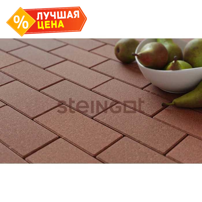 Плитка тротуарная Steingot Моно, Прямоугольник, фаска 1,5x1,5, коричневый, 200x100x40 мм