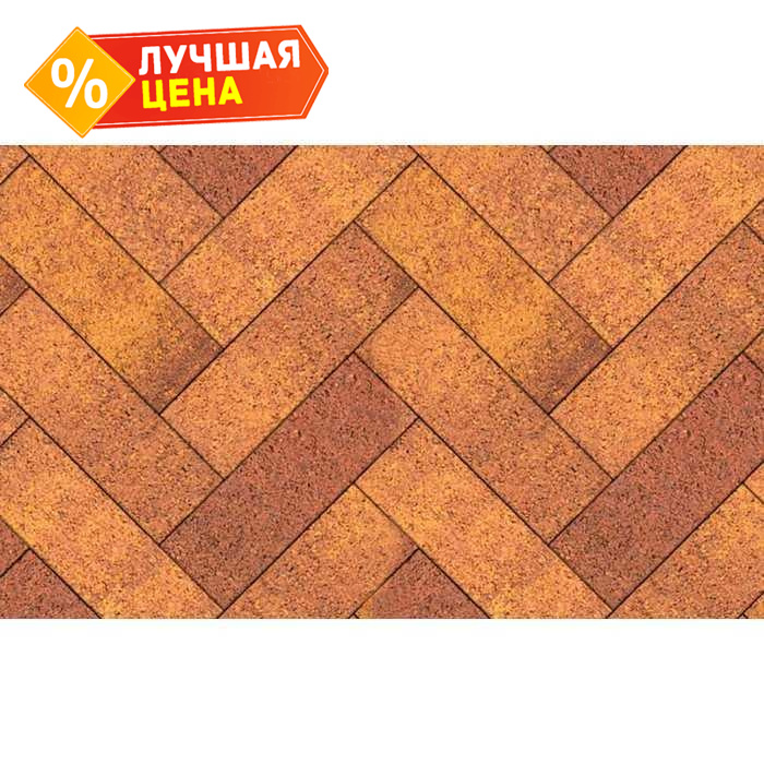 Плитка тротуарная Паркет Б.6.П.8 Листопад гладкий Осень 600x200x80 мм
