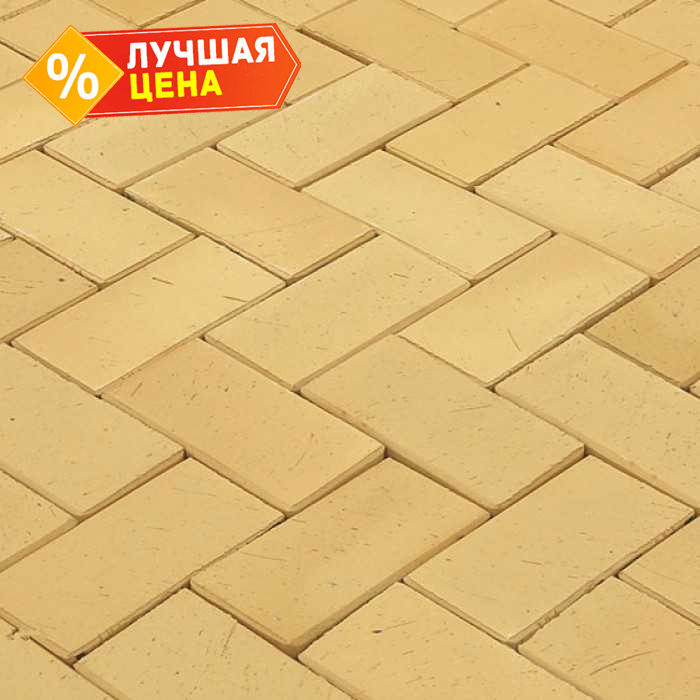 Клинкерная брусчатка Lode Sahara желтая шероxоватая, 200x100x52 мм