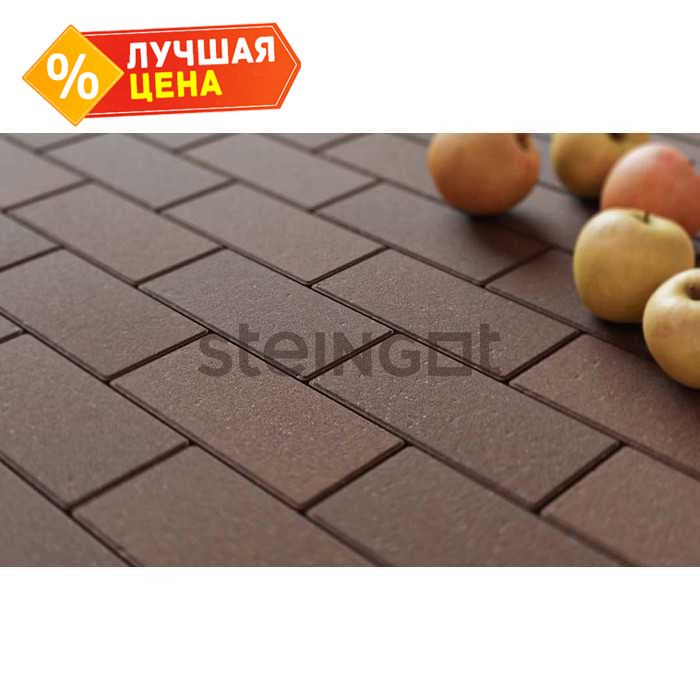 Плитка тротуарная Steingot Моно, Прямоугольник, фаска 1,5x1,5, темно-коричневый, 200x100x60 мм