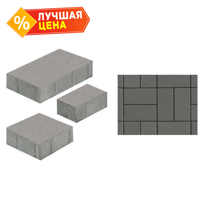 Плитка тротуарная Старый город Б.1.Ф.8см гладкий серый