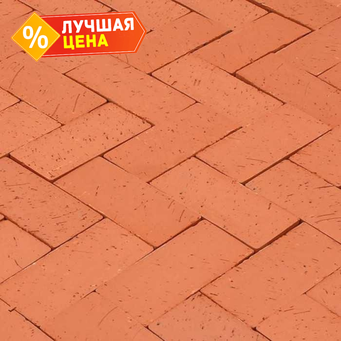 Клинкерная брусчатка Lode Staromejskij темно-красная шероxоватая, 220x100x71 мм