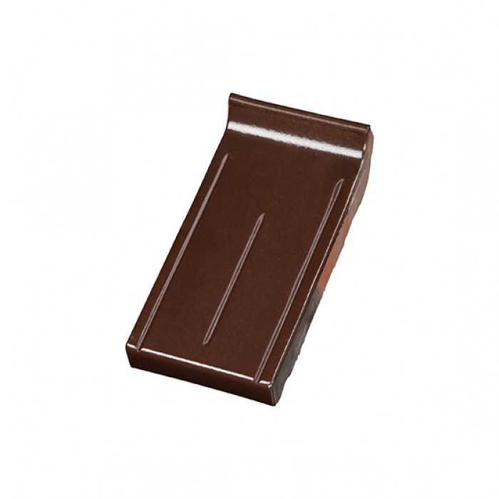 Клинкерный завершающий водоотлив Terca Dark brown глазурованный, 215*105*30 мм