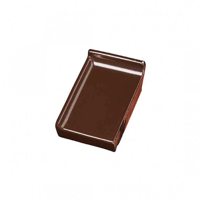 Клинкерный завершающий водоотлив с бортиком левый Terca Dark brown глазурованный, 160*105*30 мм
