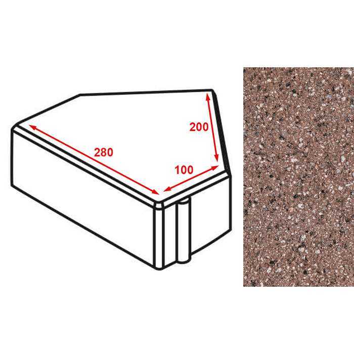 Плитка тротуарная Готика Granite FERRO, Шапка Епископа, Емельяновский, 280x200x100x60 мм